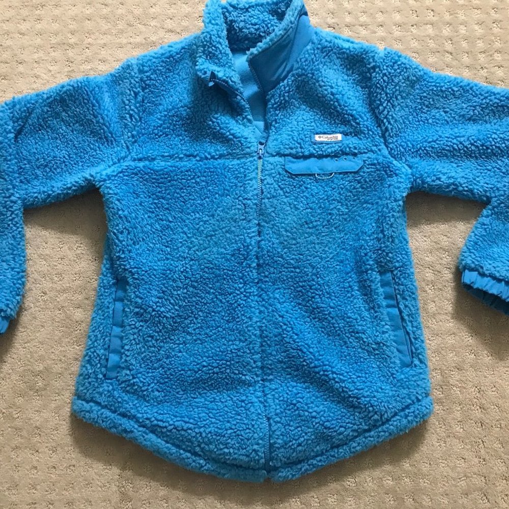 Blue Fuzzy Columbia Zip up Jacket - medium